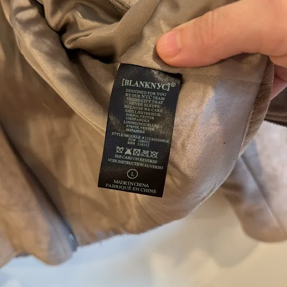 BLANK NYC Faux Suede Moto Zip Jacket Shroom Womens Size large