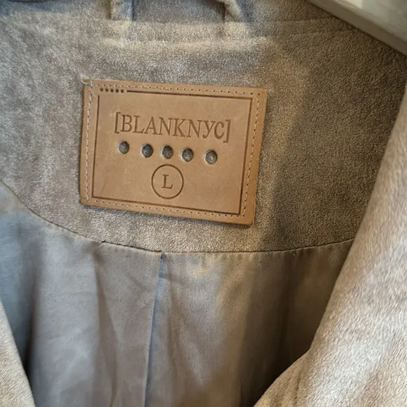 BLANK NYC Faux Suede Moto Zip Jacket Shroom Womens Size large