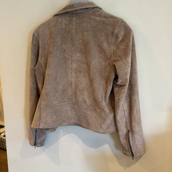 BLANK NYC Faux Suede Moto Zip Jacket Shroom Womens Size large