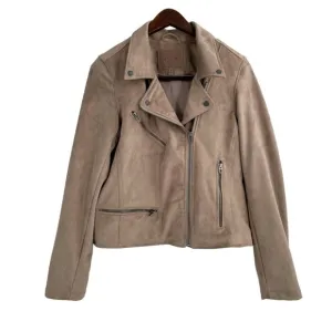 BLANK NYC Faux Suede Moto Zip Jacket Shroom Womens Size large