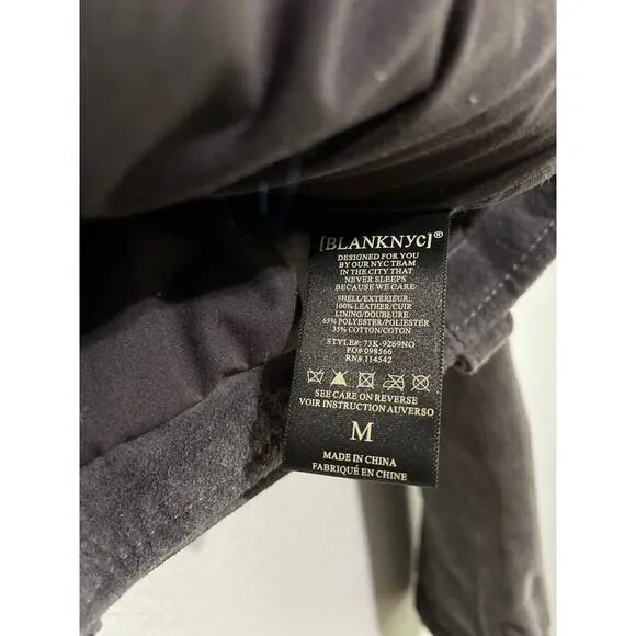 Blank NYC Gray Suede Leather Moto Biker Jacket Belted Boxy Size Medium