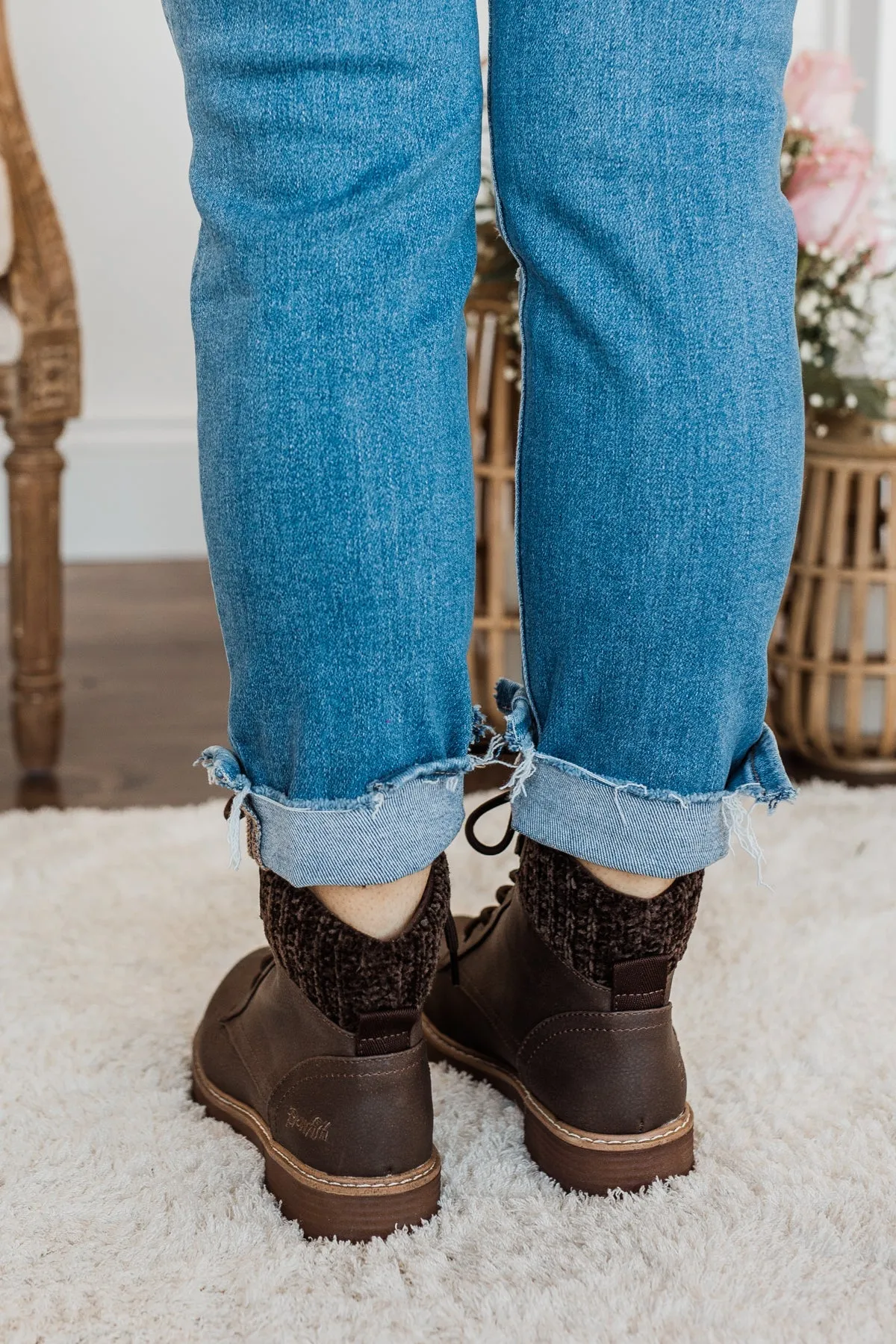 Blowfish Ruthey Booties- Chocolate Saddlerock & Vanity Knit