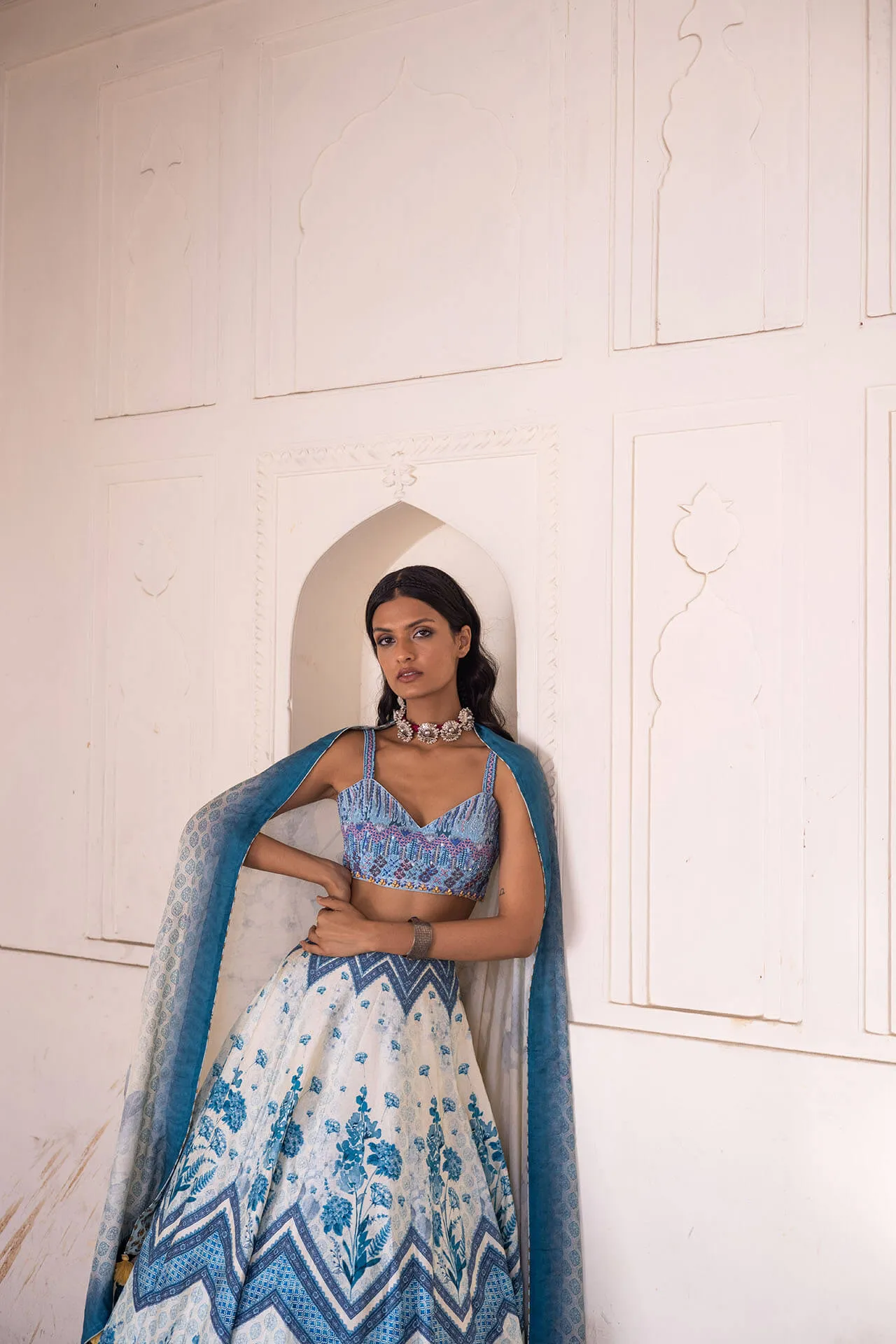 Blue Water Lily Lehenga