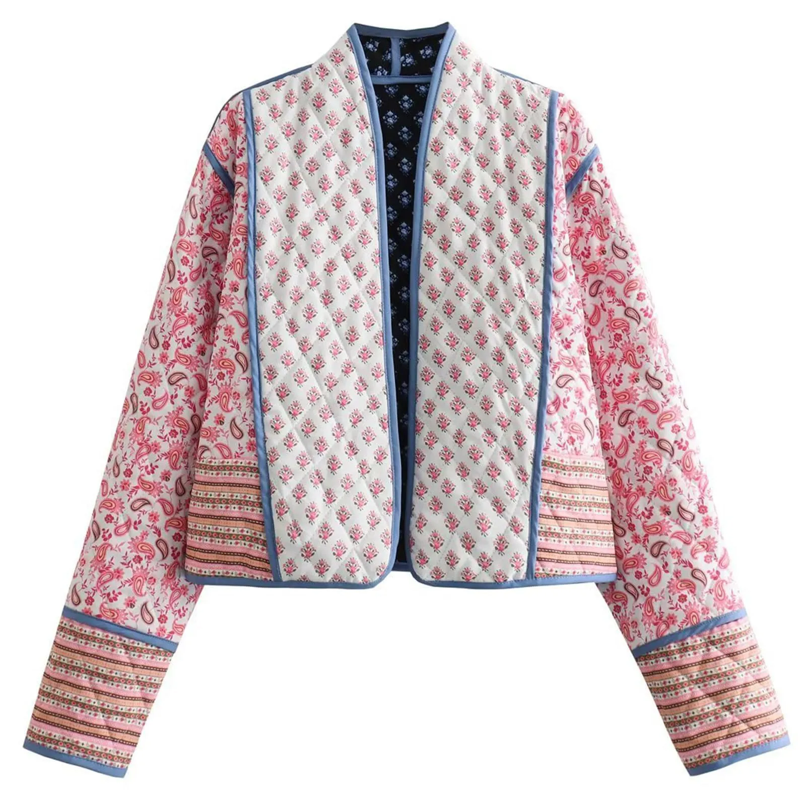 Boho Charm Reversable Pink Patched Quilted Jacket