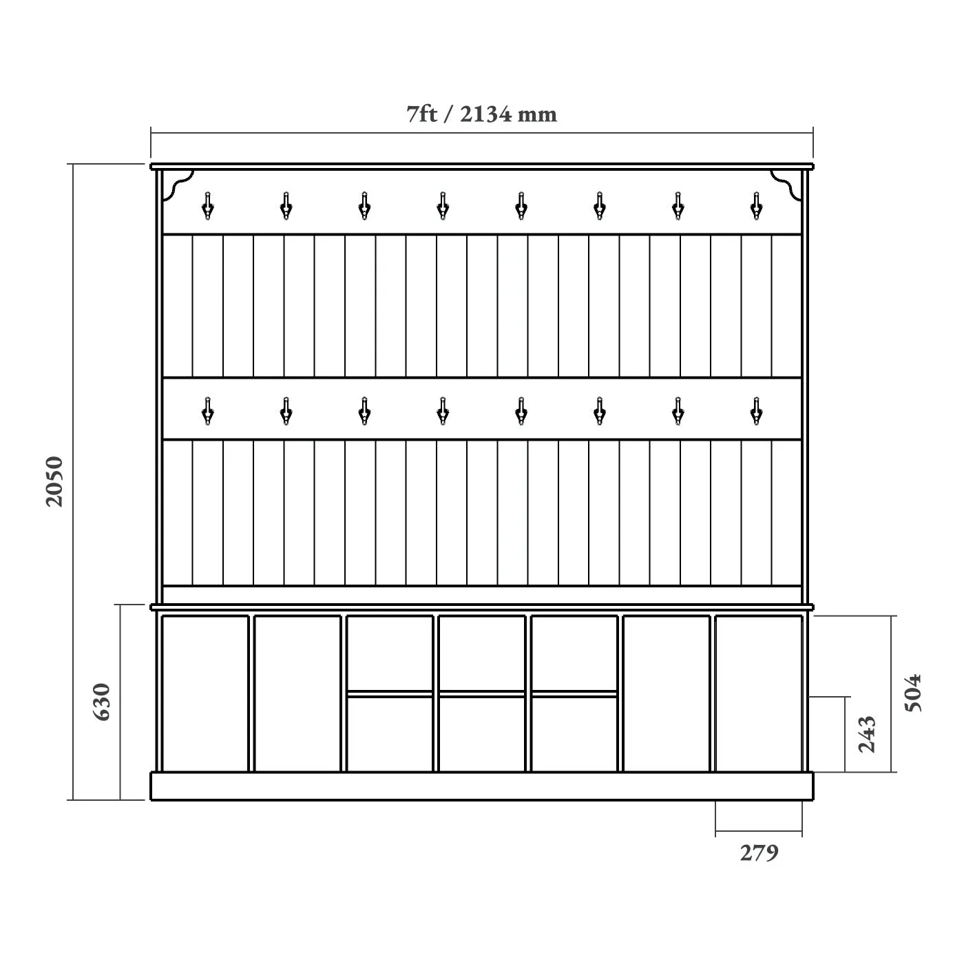 Boot Room Storage Bench - Extra Rail