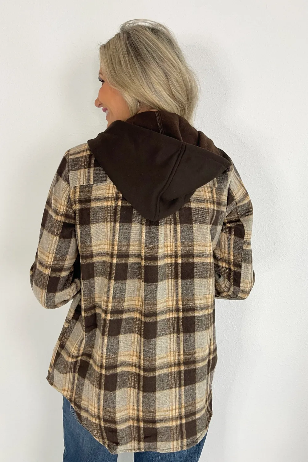 Button Down Shirt with Attached Zip Hoodie