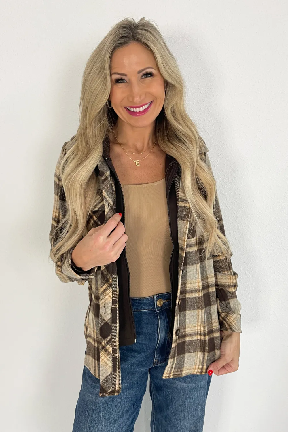 Button Down Shirt with Attached Zip Hoodie