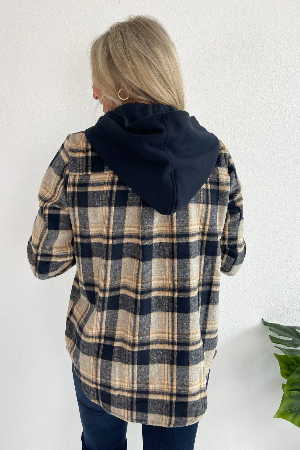 Button Down Shirt with Attached Zip Hoodie