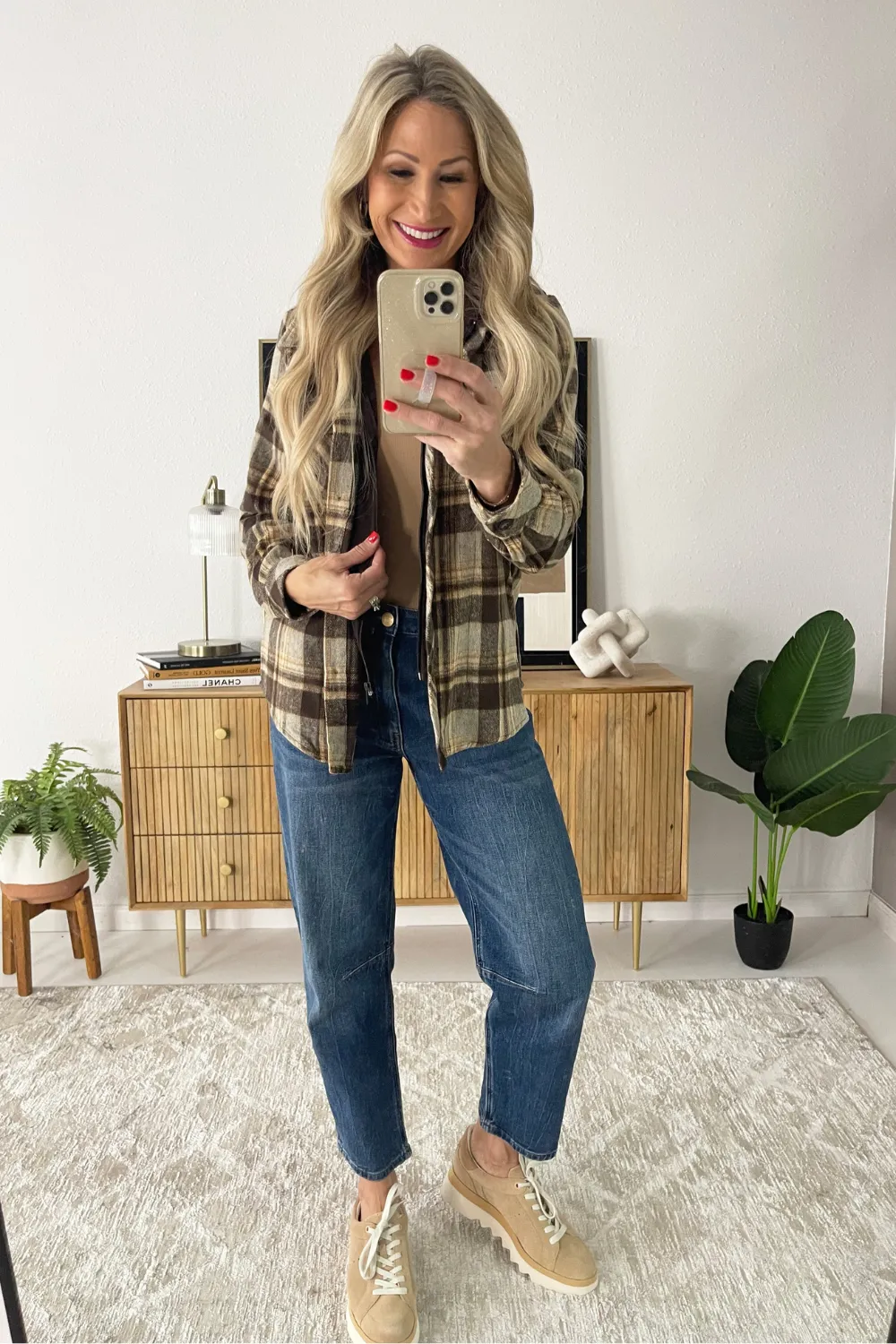 Button Down Shirt with Attached Zip Hoodie