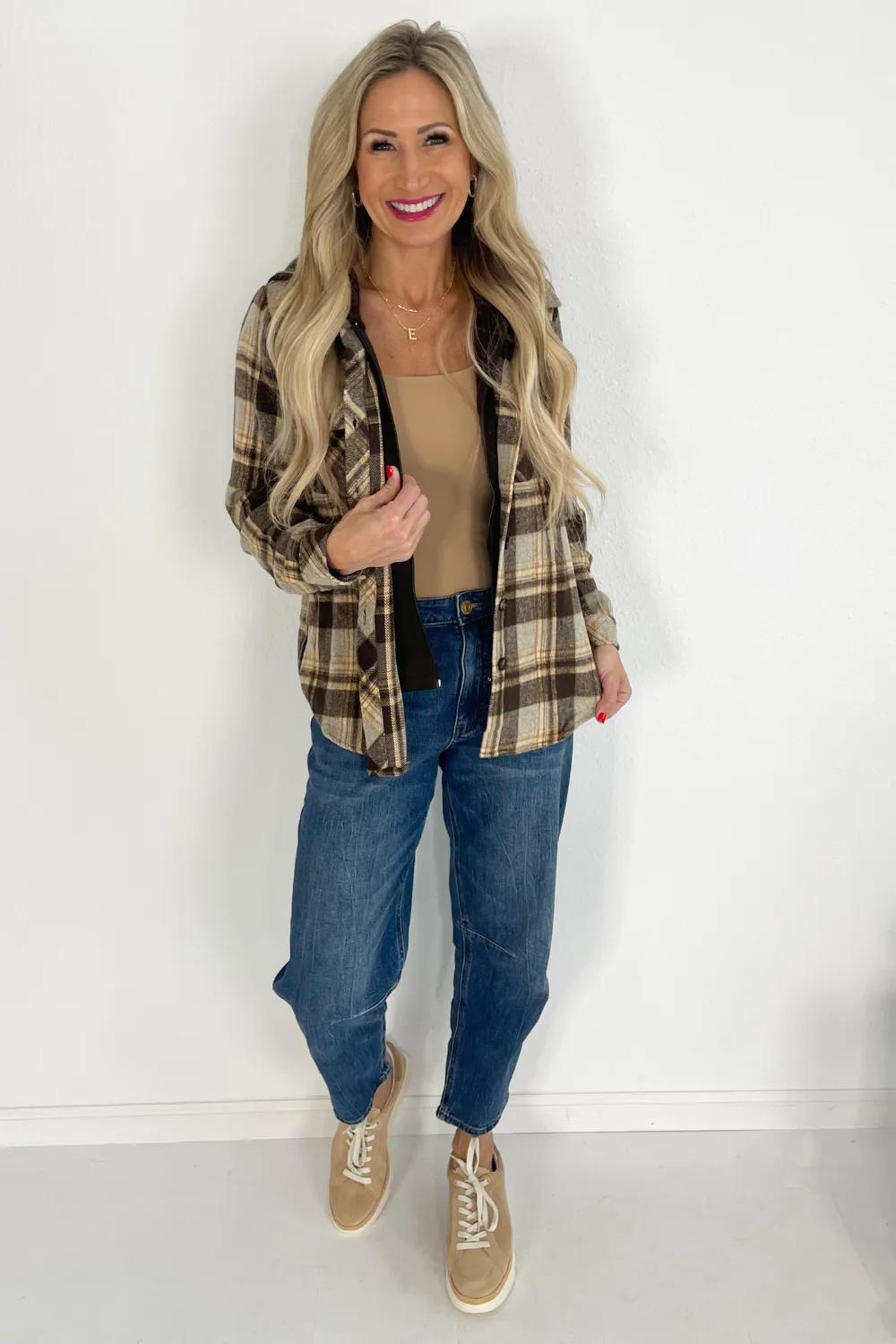Button Down Shirt with Attached Zip Hoodie