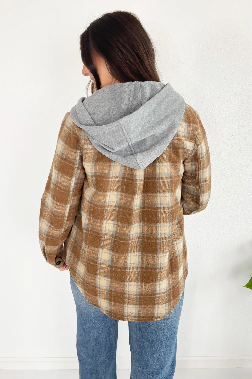 Button Down Shirt with Attached Zip Hoodie