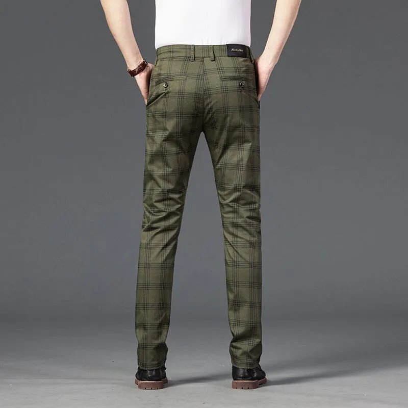 Calça Masculina Casual Xadrez Listrada