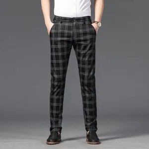 Calça Masculina Casual Xadrez Listrada