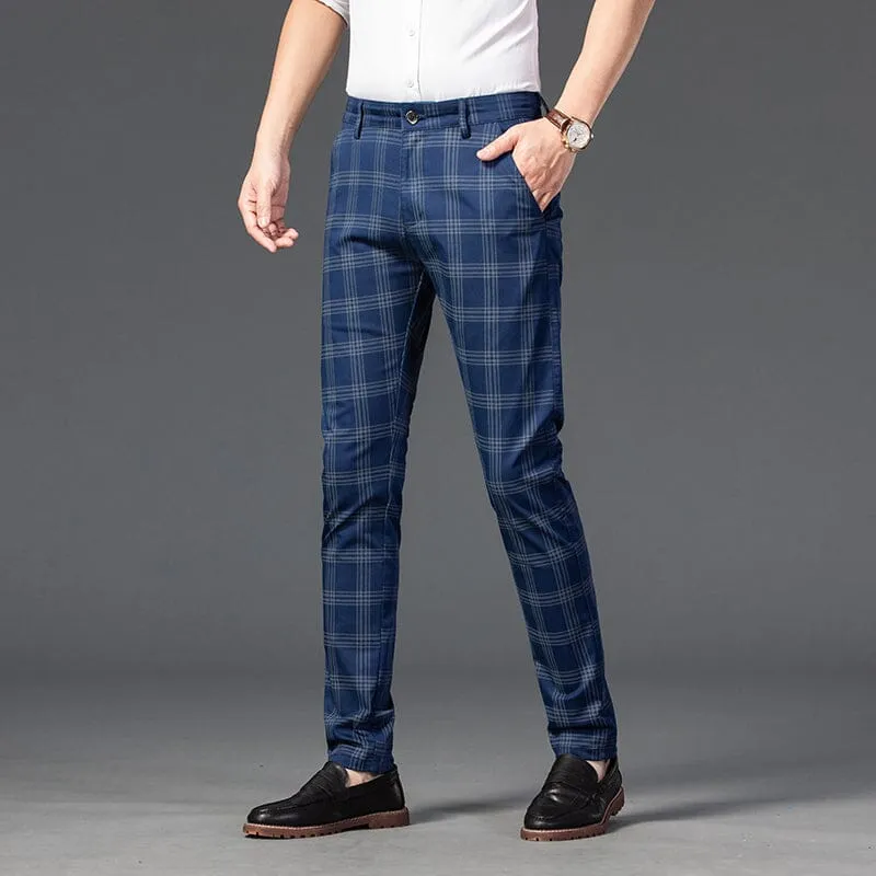 Calça Masculina Casual Xadrez Listrada