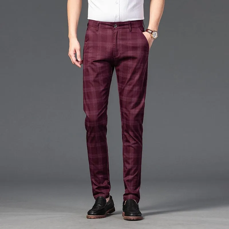 Calça Masculina Casual Xadrez Listrada