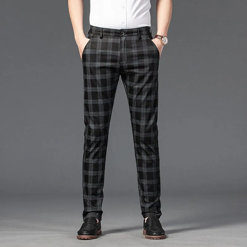 Calça Masculina Casual Xadrez Listrada