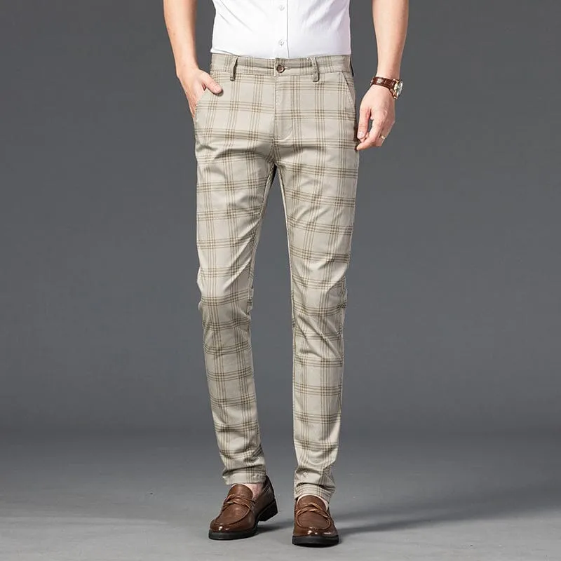Calça Masculina Casual Xadrez Listrada