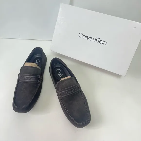 Calvin Klein Men Oliver Suede Driver In Brown Suede - New In Box - Reemoly