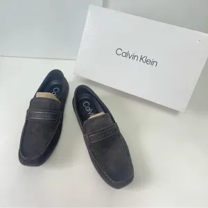 Calvin Klein Men Oliver Suede Driver In Brown Suede - New In Box - Reemoly