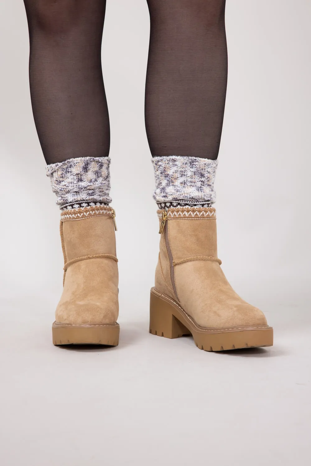 C&C California Aspen Braided Booties for Women in Camel | ASPEN-CAMEL