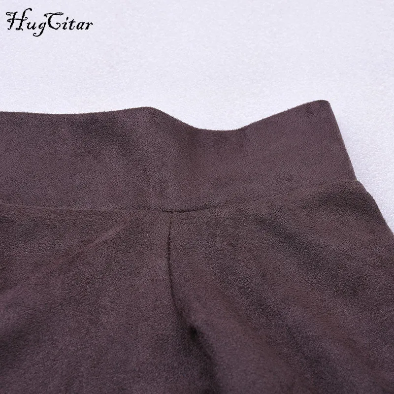 Carrie Swiss Suede Off Shoulder Mid-Calf Dress