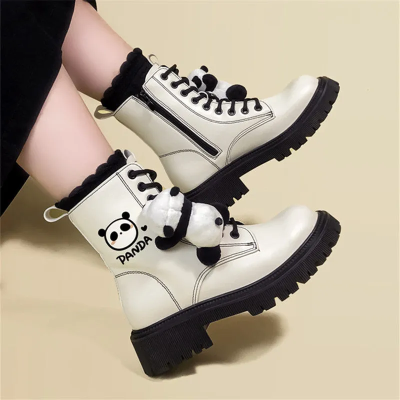 CARTOON PANDA WHITE MARTIN BOOTS UB3377