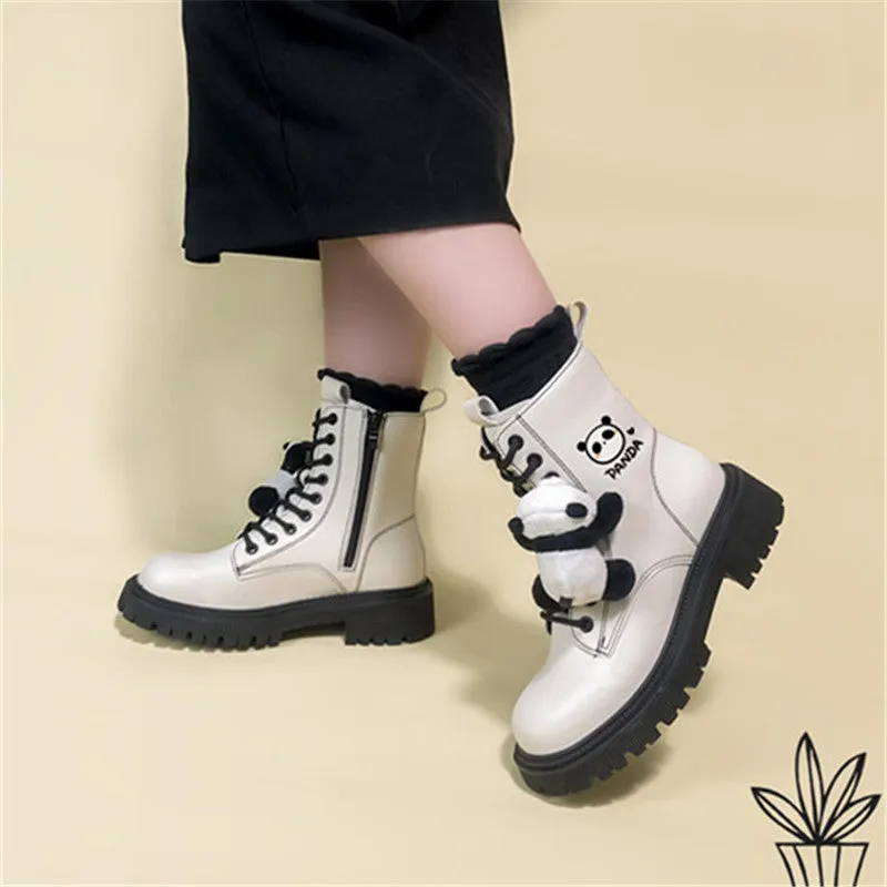 CARTOON PANDA WHITE MARTIN BOOTS UB3377