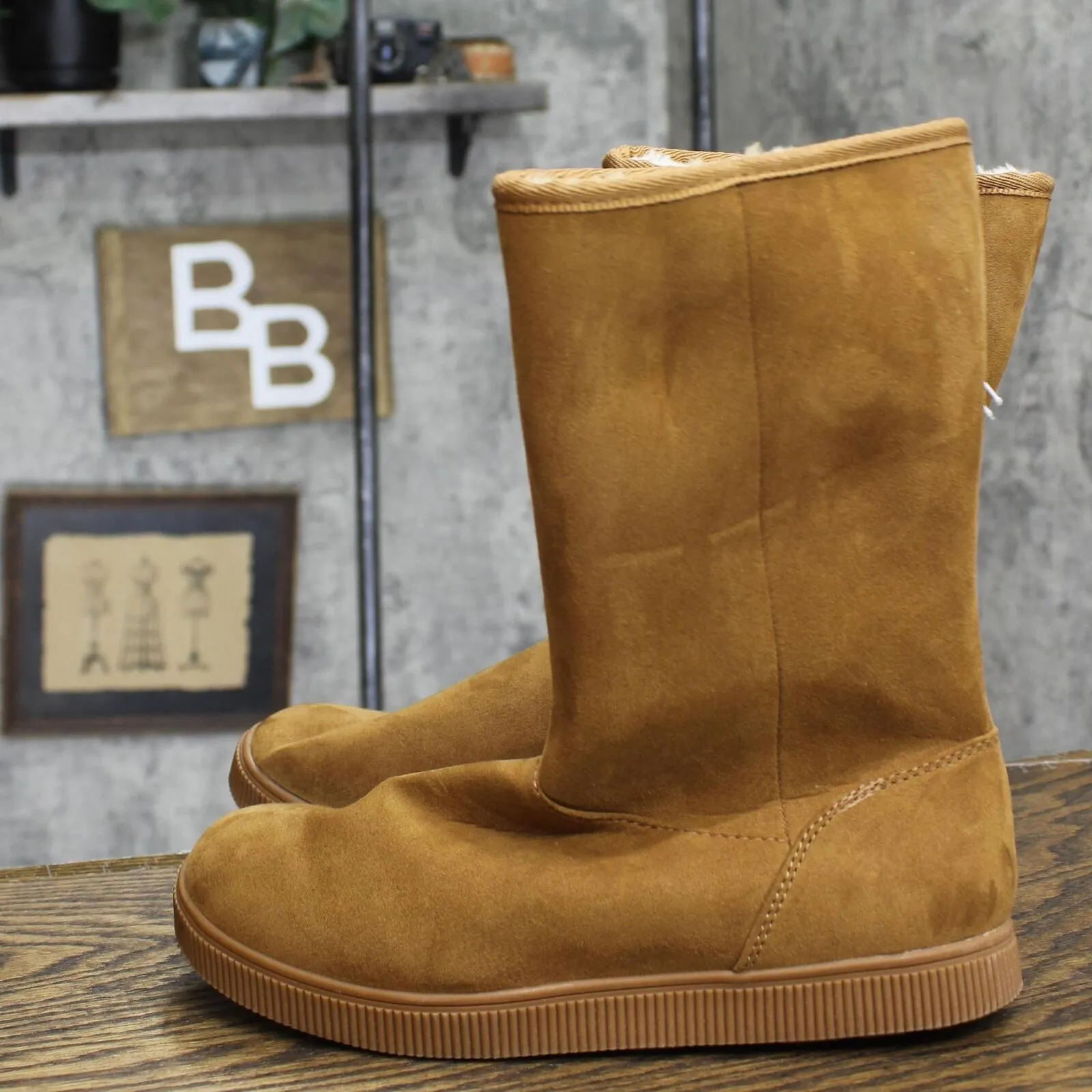 Cat & Jack Girls Kids Natalia Shearling Style Boots 88435465 Cognac Brown 5