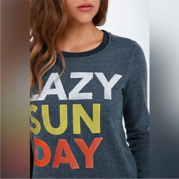 Chaser NWOT Women's Graphic Sweater Lazy Sunday