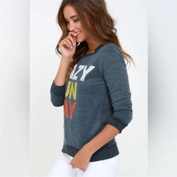 Chaser NWOT Women's Graphic Sweater Lazy Sunday