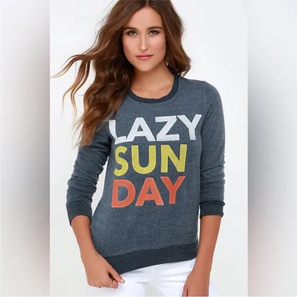 Chaser NWOT Women's Graphic Sweater Lazy Sunday