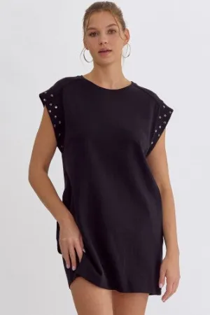 Chic in Black Stud Detail Dress