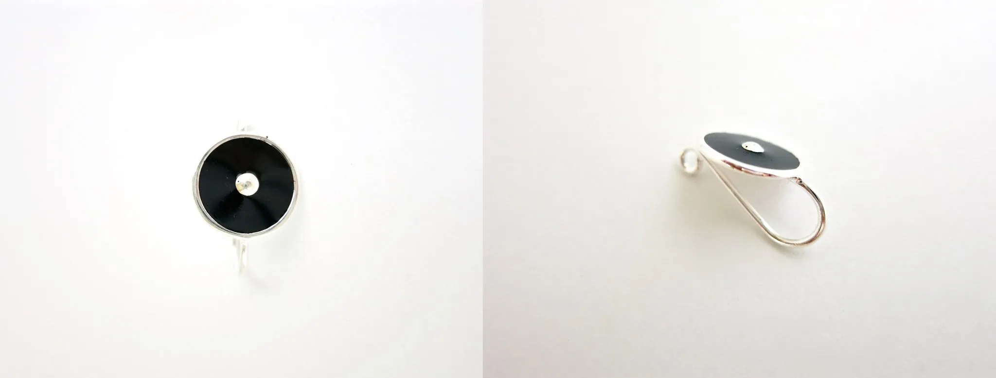 Chic, round black enamel nose pin