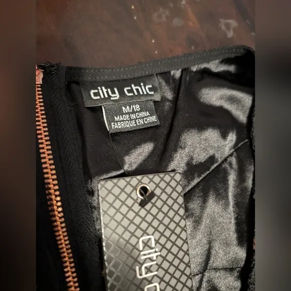 City Chic Black Lace Detail Cocktail/ Wedding Guest Dress. Women's 18 NWT