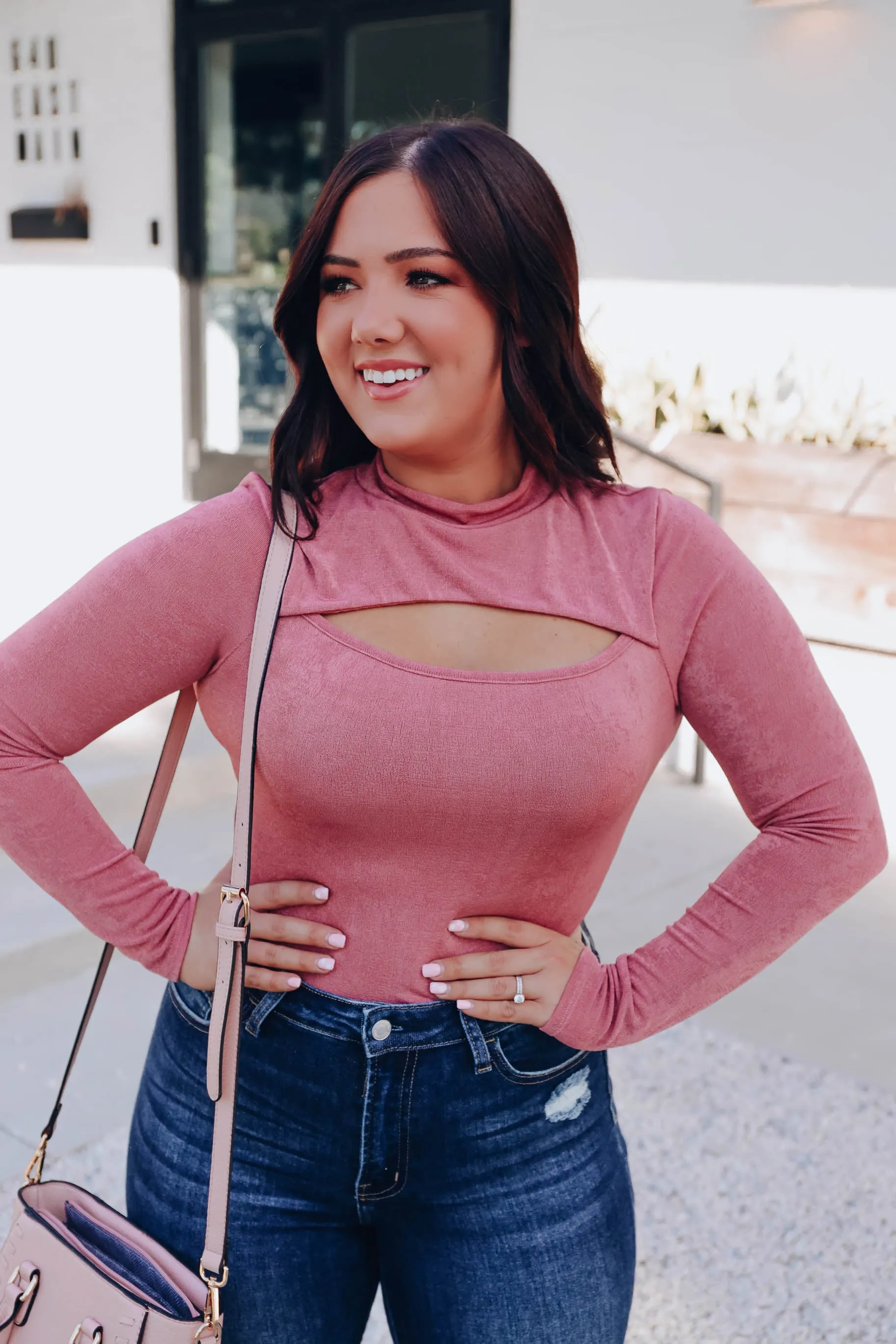 City Sparkle Cut Out Bodysuit - Pink