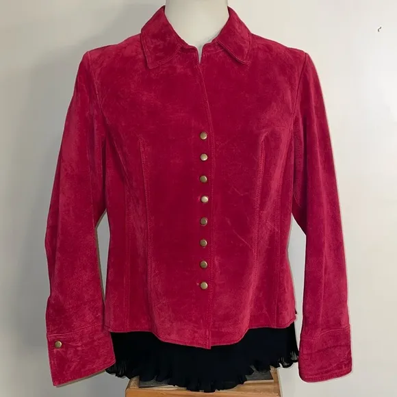 Coldwater Creek Red Suede Jacket.  Fully lined.  Size Large.