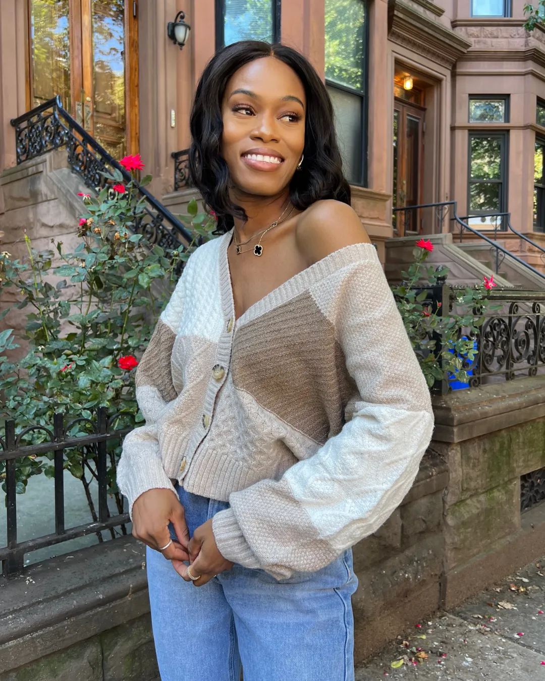 Color Block Knit Cardigan