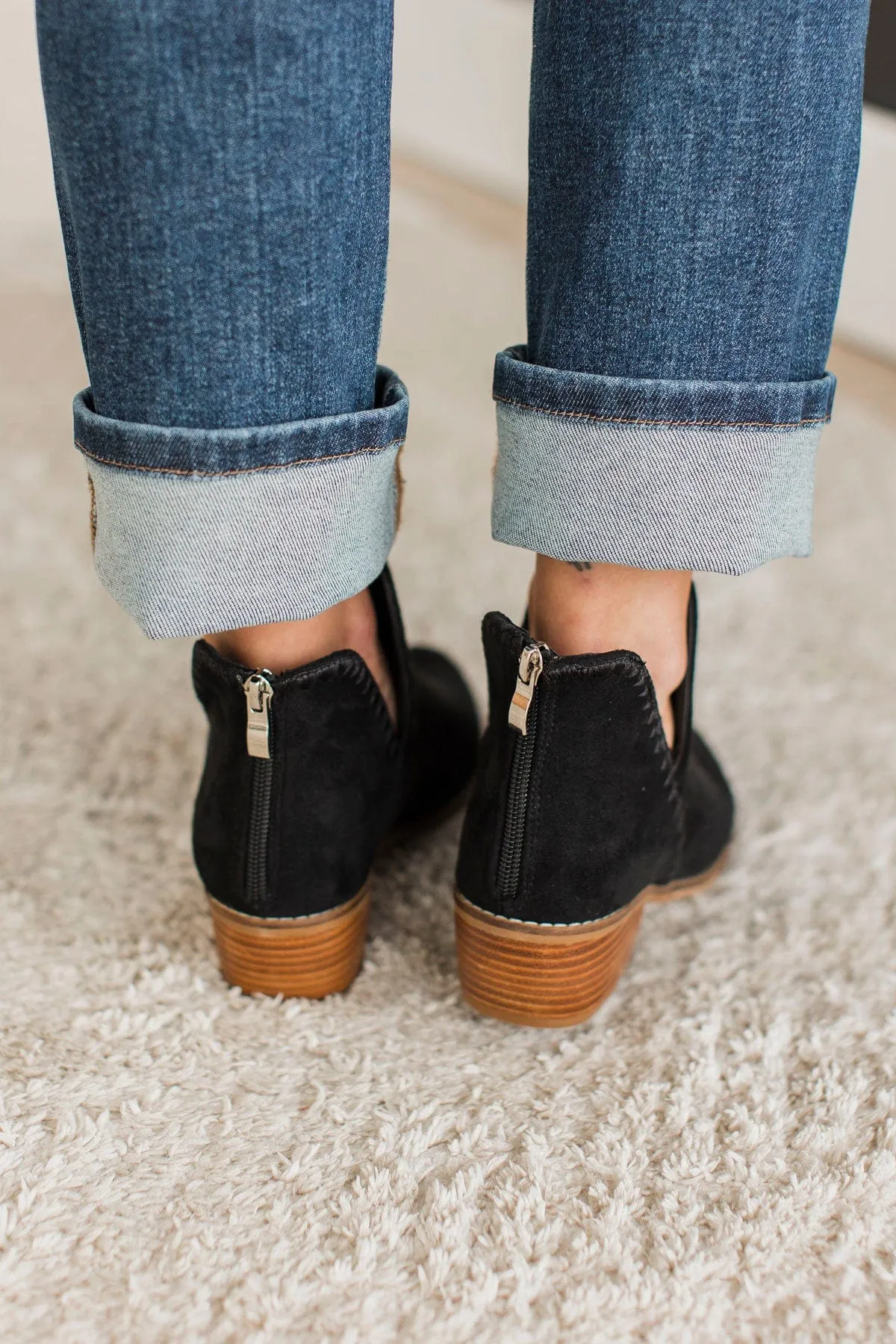 Corky's Spice It Up Booties- Black Faux Suede