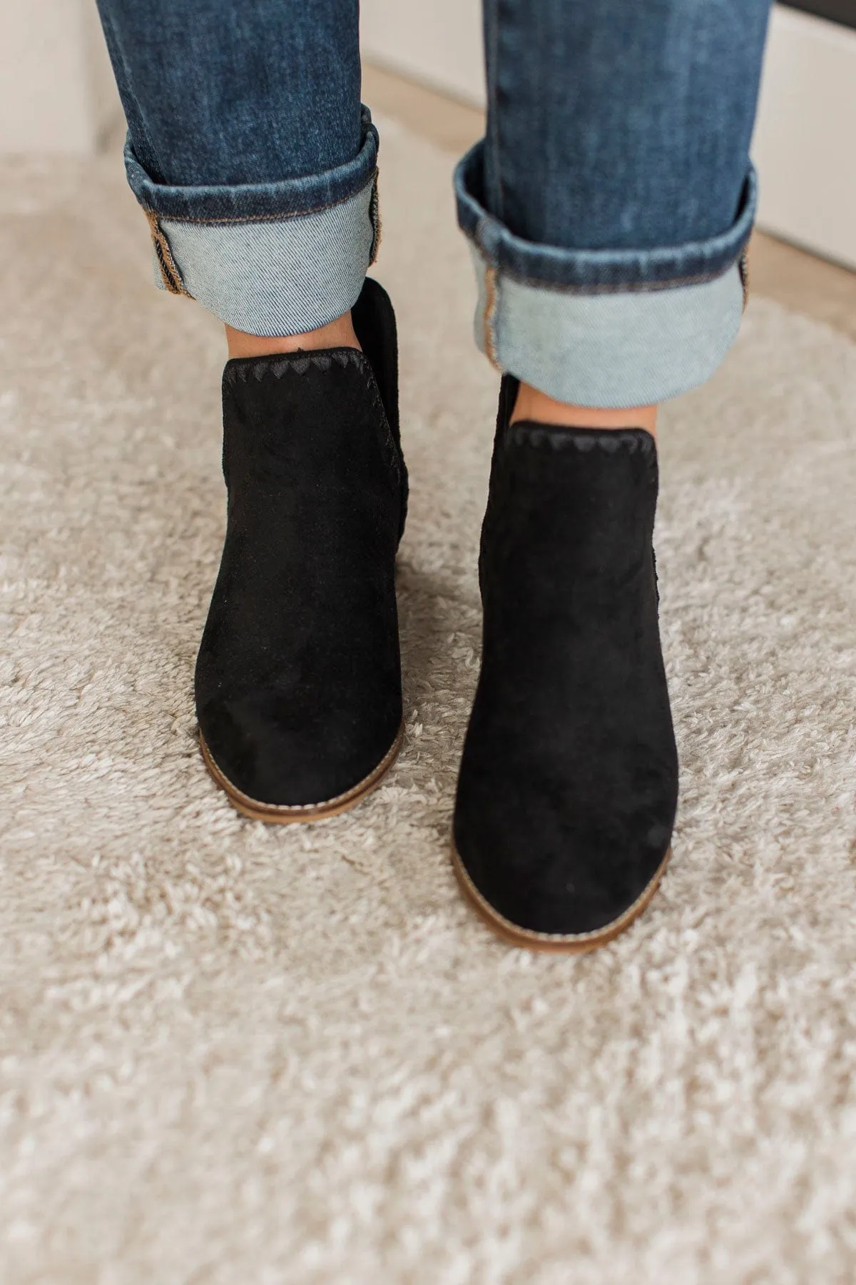 Corky's Spice It Up Booties- Black Faux Suede