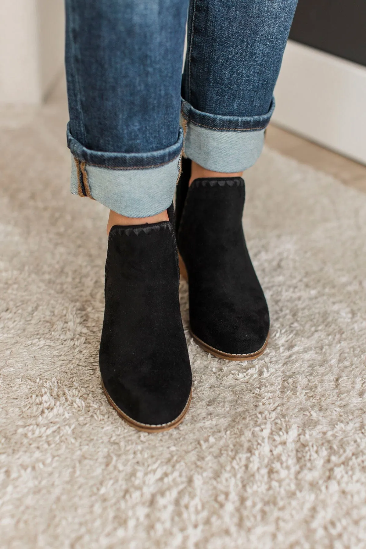 Corky's Spice It Up Booties- Black Faux Suede