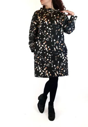 Cos dark green long sleeve dress with unique and pretty print size S (best fits 10)