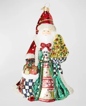 Cozy Christmas Santa Glass Ornament