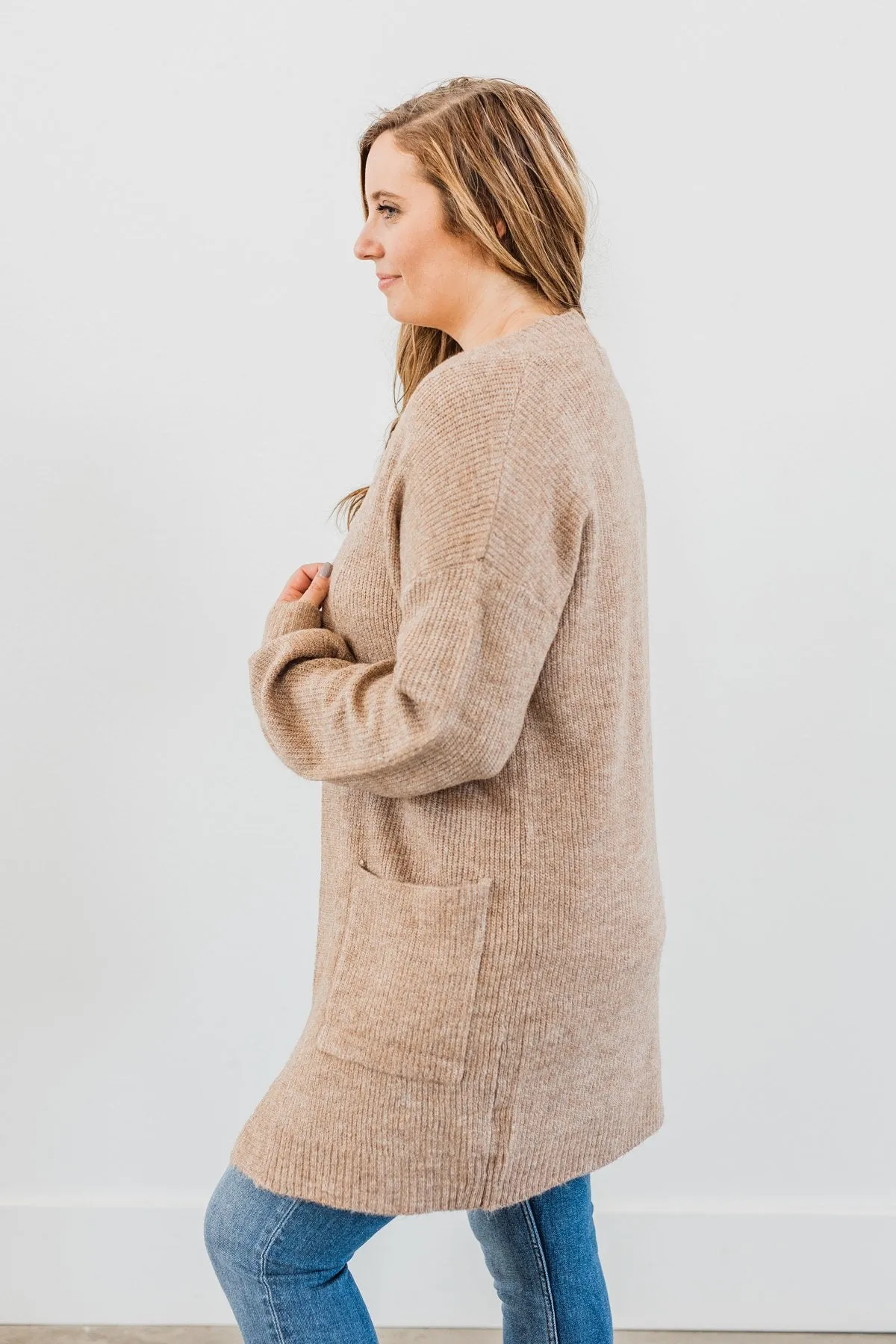 Cozy Up To You Long Knit Cardigan- Taupe