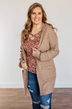 Cozy Up To You Long Knit Cardigan- Taupe