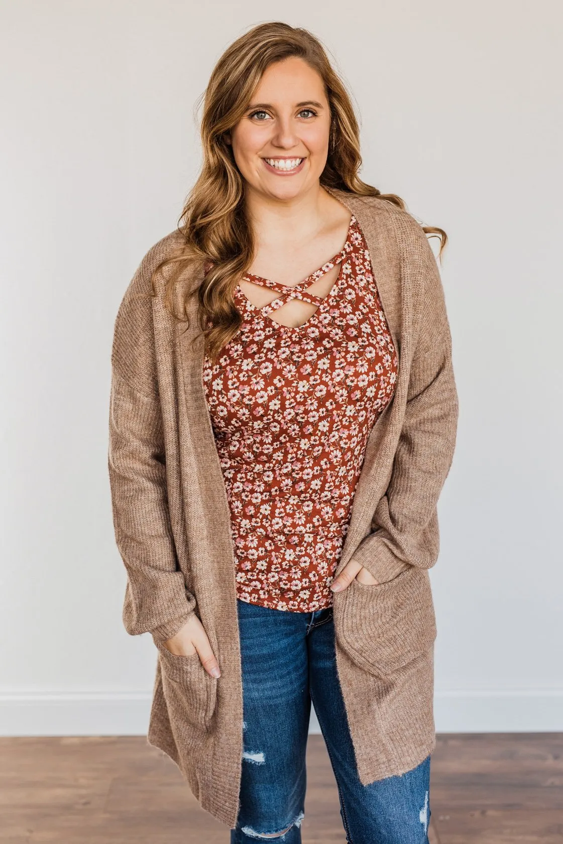 Cozy Up To You Long Knit Cardigan- Taupe
