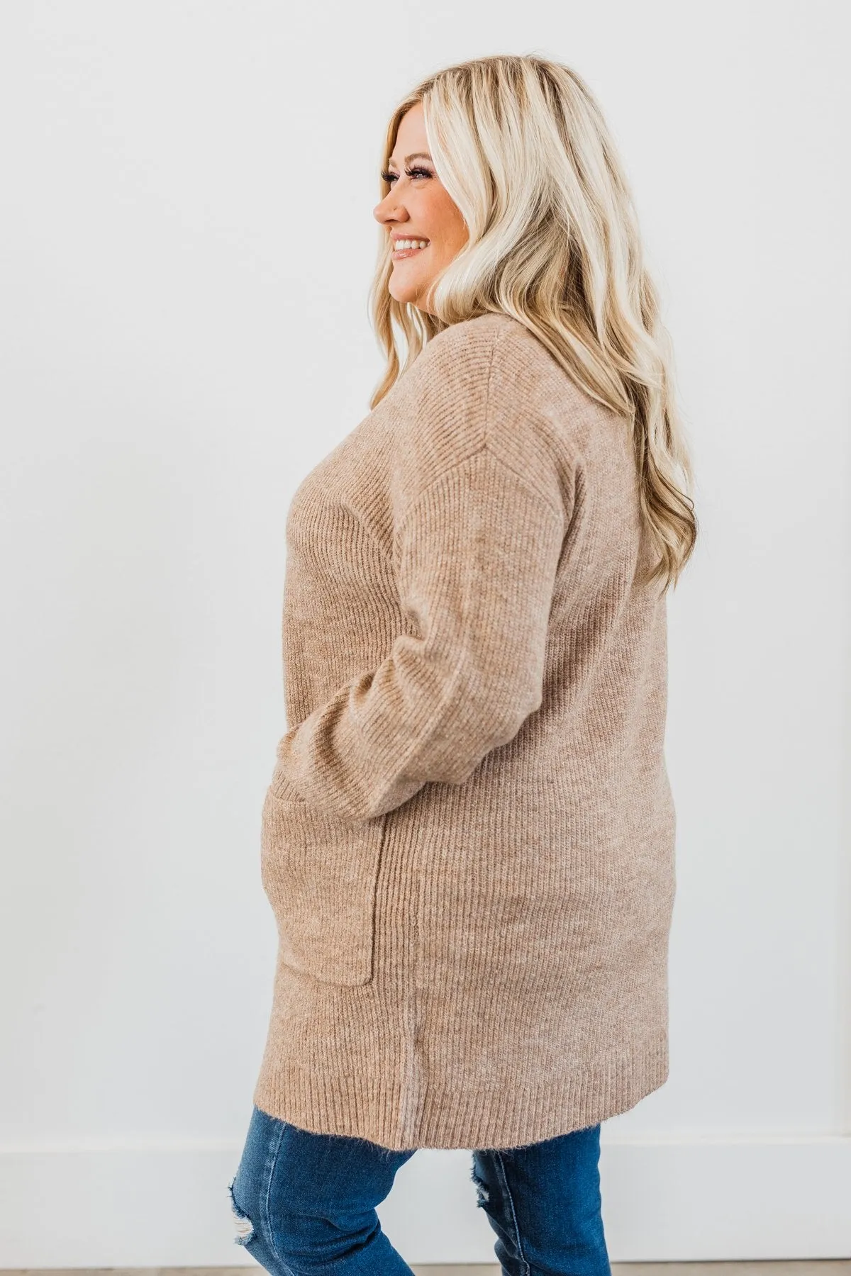 Cozy Up To You Long Knit Cardigan- Taupe