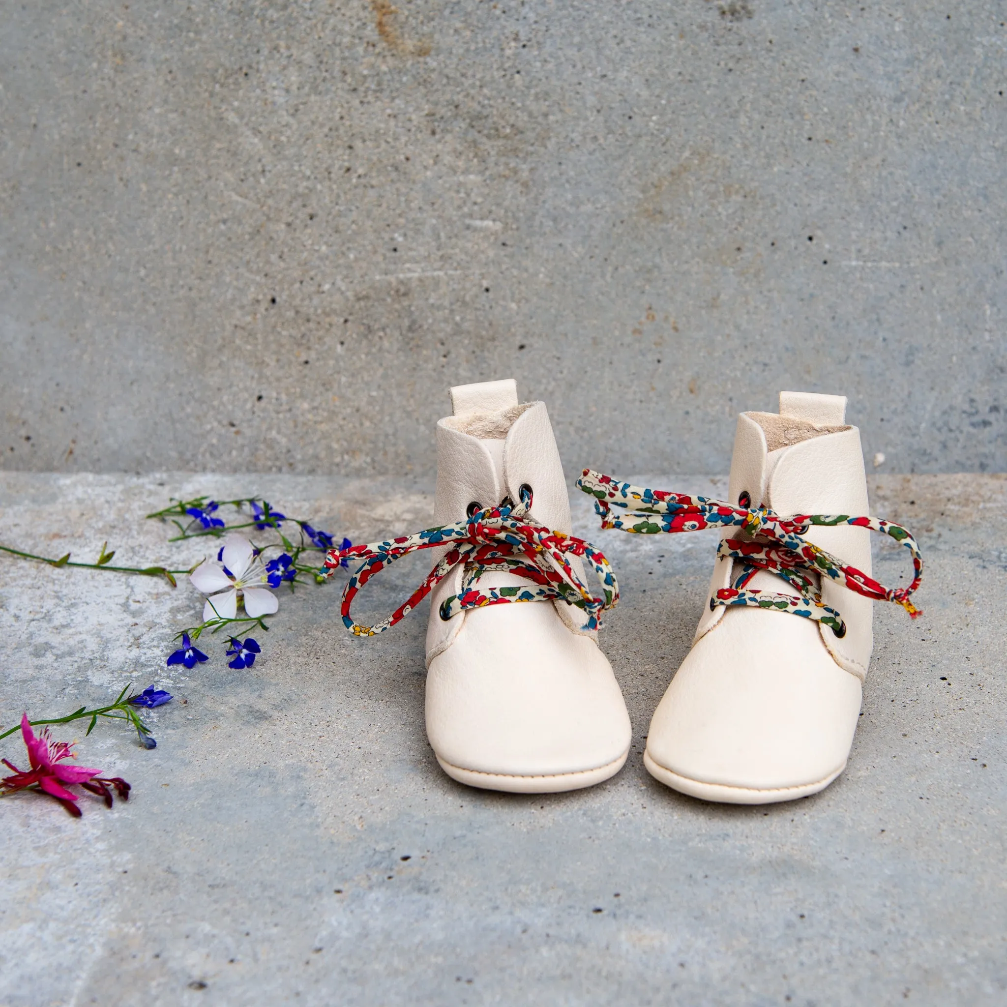 CREAM HIGH TOPS WITH LIBERTY PRINT LACES