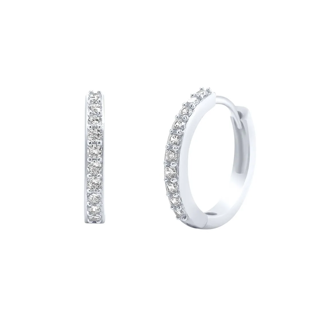 Cubic Zirconia Sterling Silver Hoop Earrings 18mm