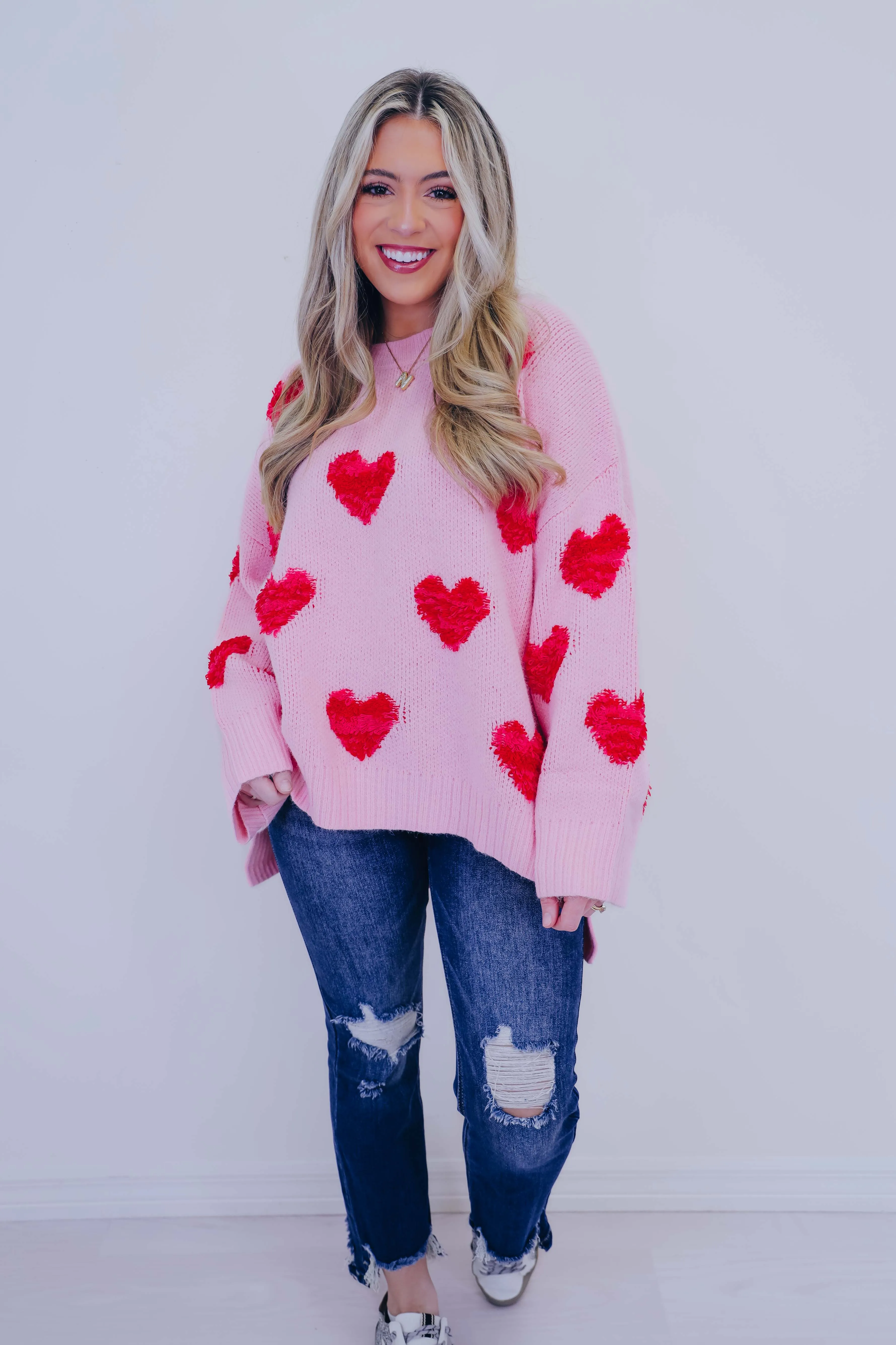 Cupid Cozy Heart Oversized Sweater - 2 Colors