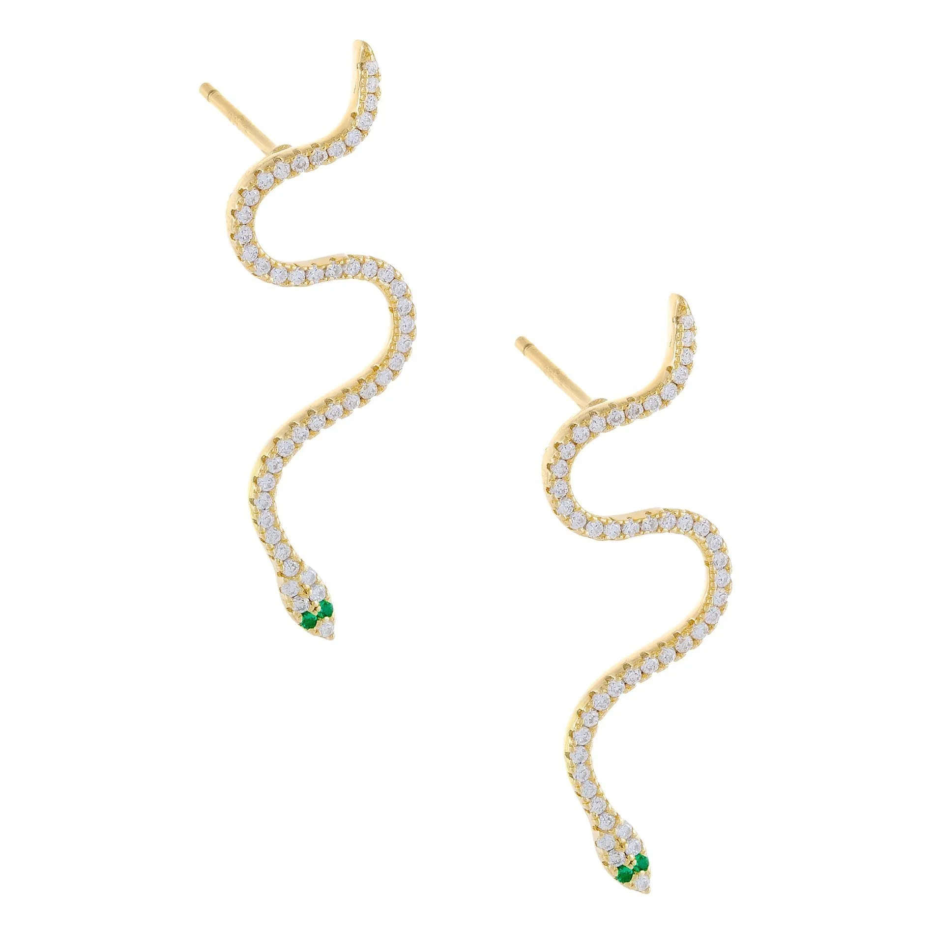 CZ Snake Drop Stud Earring